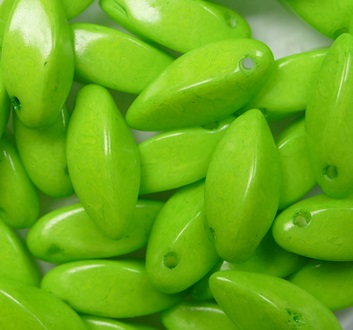 0100637 Alabaster Dyed Intense Lime Czech Glass Twist Beads 6x12 mm color 02020-35275
