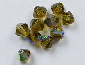 PrBic-06-GBERAB Gold Beryl AB Preciosa Bicones 6 mm 10 stuks op=op