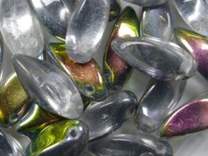 0150216 Crystal Vitrail Twisted Oval Glass Bead 12 Pc.