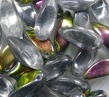0150216 Crystal Vitrail Czech Glass Twist Beads 6x12 mm color 00030-28101