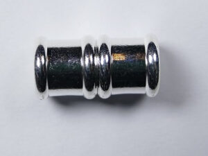 Magnetische 'bamboe'sluiting, 16x8 mm, Zilverkleurig