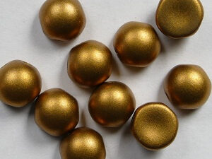 CAB-2-hole-02010-29415 2-hole Cabochons, 6 mm, Alabaster Metallic Brass