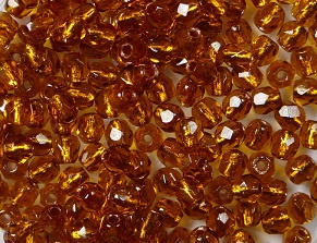FP1-03-10100CL Dark Topaz Copper Lined Czech Glass Facet Firepolish 3mm 50 stuks