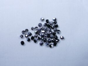 FP1-03-23980S Silver 1/2 coated Jet Czech Glass Facet Firepolish 3mm 50 stuks