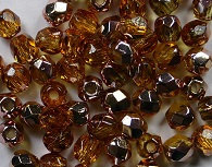 FP1-03-10040C Copper Midden Topaz Czech Glass Facet Firepolish 3mm