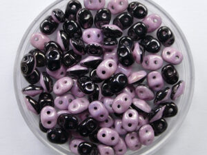 SD-03849-14494 Black/White Lilac Luster Matubo SuperDuo Duets 10 gram