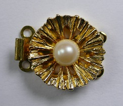 Luxe schuifsluiting met Swarovski parel voor 2 rijen, gold plated