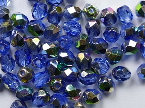 FP1-04-30030V Vitral Sapphire Czech Glass Facet Firepolish 4mm 50 stuks