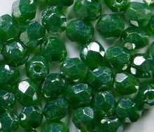 FP1-04-51020L Luster Dark Peridot Czech Glass Facet Firepolish 4mm 50 stuks