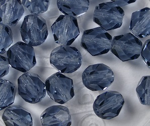 FP1-06-30320 Montana Blue Czech Glass Facet Firepolish 6 mm