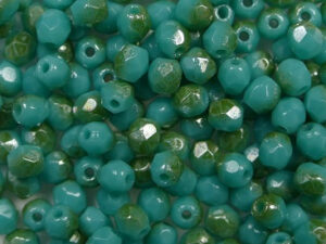FP1-03-63130LQ Luster Light Champagne Green Turquoise Czech Glass Facet Firepolish 3mm 50 stuks - Afbeelding 1