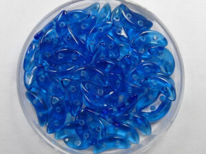 CZM-CR-60080 2 hole Crescent Beads, 10x3 mm, Czech Mates, Capri Blue - Afbeelding 1