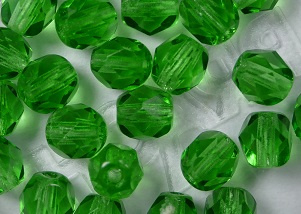 FP1-06-50120 Green Czech Glass Facet Firepolish 6 mm 25 stuks - Afbeelding 1