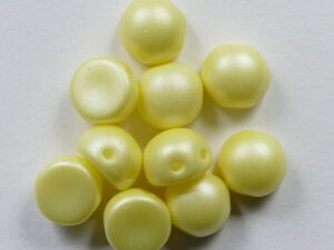 CAB-2-hole-02010-29301 2-hole Cabochons, 6 mm, Alabaster Pastel Yellow - Afbeelding 1