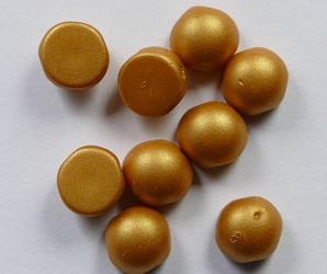 CAB-2-hole-02010-29421 2-hole Cabochons, 6 mm, Alabaster Metallic Gold 10 stuks - Afbeelding 1