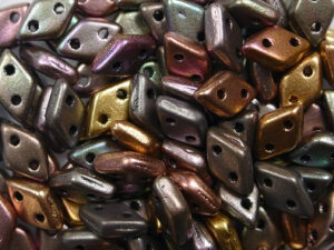 CM-DI-0164JT Matte Metallic Bronze Iris CzechMates 2-hole Diamond Beads, 5 gram