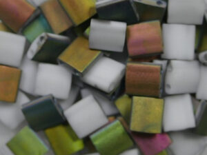 TL-4559 White Opaque Vitrail Matted Miyuki Tila Beads 5x5 mm