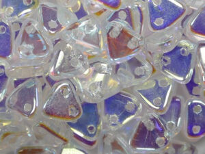 CMTR-00030X 2 hole Triangle Beads, 6 mm, Czech Mates, Crystal AB