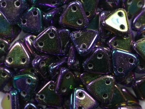 CMTR-21495JT 2 hole Triangle Beads, 6 mm, Czech Mates, Iris Purple