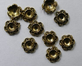 Kralenkapjes, bloem, 7 mm, Antique Gold