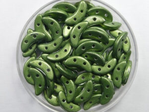 CZM-CR-77042CR Saturated Metallic Sage Green CzechMates 2-hole Crescent Beads, 10x3 mm - Afbeelding 1