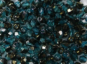 FP1-03-60150-21415 Brown Iris Teal Czech Glass Facet Firepolish 3mm 50 stuks - Afbeelding 1