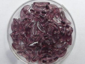 CZM-CR-20060 2 hole Crescent Beads, 10x3 mm, Czech Mates, Amethyst