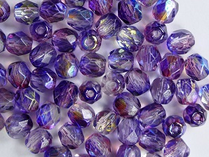 FP1-04-4311K Dual Coated Pink/Blue AB Czech Glass Facet Firepolish 4mm 50 stuks