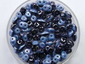 SD-03849-14464 Black/White Blue Luster Matubo SuperDuo Duets 10 gram