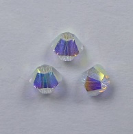 3 mm Crystal AB 2x Swarovski Element Bicones - Afbeelding 1