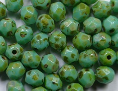 FP1-04-53130T Turquoise Picasso Czech Glass Facet Firepolish 4mm 50 stuks