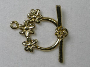 Toggle Clasp, kapittelsluiting, 1 streng, brass