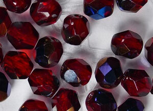 FP1-06-90080BR Blue Iris Siam Ruby Czech Glass Facet Firepolish 6 mm 25 stuks - Afbeelding 1