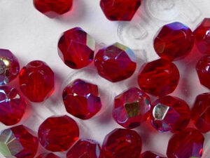 FP1-06-90090X Siam Ruby AB Czech Glass Facet Firepolish 6 mm 25 stuks