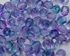 FP1-04-3217K Dual Coated Pink/Blue Czech Glass Facet Firepolish 4mm