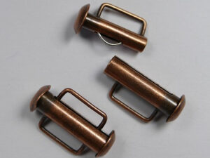 Ronde schuifsluiting, Slide bar 16,5 mm, antique copper - Afbeelding 1