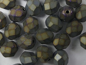 FP1-06-21115JT Matte Iris Brown Czech Glass Facet Firepolish 6 mm 25 stuks - Afbeelding 1