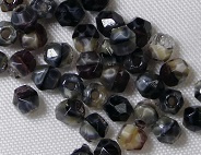 FP1-03-26107 Grey w/Black Swirl Czech Glass Facet Firepolish 3mm 50 stuks - Afbeelding 1