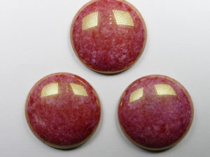 CAB-R24-03040-14495 Pink Coral Lumi Czech Round Cabochon 24 mm