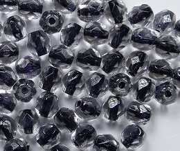 FP1-04-44849LC Black Lined Crystal Czech Glass Facet Firepolish 4mm