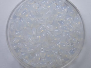 Riz-01000 Czech Glass Rizo Beads, Milky White