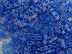 QTL-0149FR Matted Transparant Capri Blue AB Miyuki Quarter Tila Beads 5x1,2 mm
