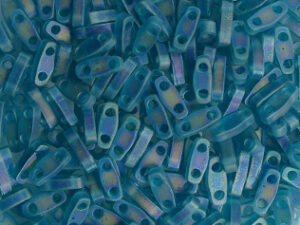 QTL-2405FR Matted Transparnt Teal AB Miyuki Quarter Tila Beads 5x1,2 mm