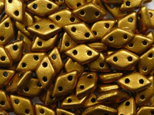 CM-DI-0173JT Matte Metallic Goldenrod CzechMates 2-hole Diamond Beads, 5 gram
