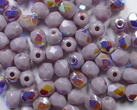 FP1-04-23030X Opaque Purple AB Czech Glass Facet Firepolish 4mm 50 stuks