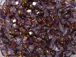 FP1-03-91011CR Luster Golden Purple-Crystal Czech Glass Facet Firepolish 3mm 50 stuks