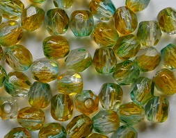 FP1-04-48024CR Dual Coated Orange/Teal Czech Glass Facet Firepolish 4mm