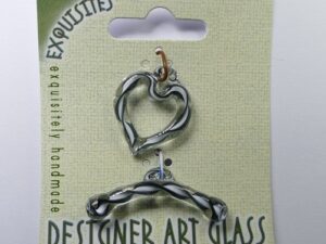 TGL-02-JET/WHITE Toggle Clasp, kapittelsluiting, 1 streng , glas, hartvormig: jet/white swirl