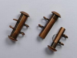 CLSP418ACP Antique Copper Plated Vertical Loop schuifsluiting voor 2 strengen - Afbeelding 1