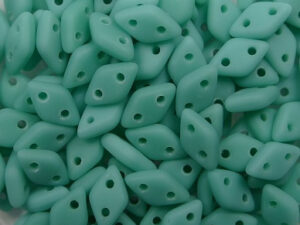CM-DI-63130M Matte Opaque Turquoise CzechMates 2-hole Diamond Beads, 5 gram
